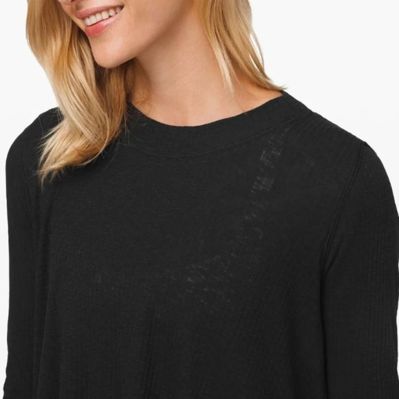 Lululemon Dare to Drape Ribbed Black Long Sleeve Hi Low Hem Tencel Cotton Small - Picture 11 of 16